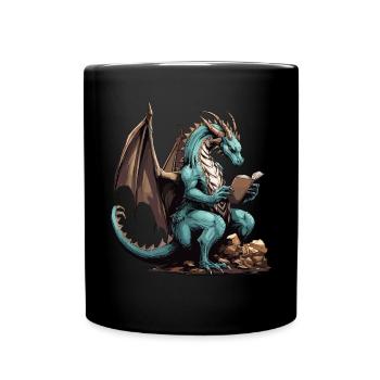 Dragons Und Bücher Nerd Dragon Liebhaber - Tasse einfarbig - Schwarz - Vorne