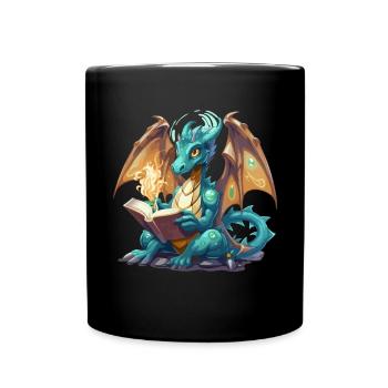 Dragons Und Bücher Nerd Dragon Liebhaber - Tasse einfarbig - Schwarz - Vorne