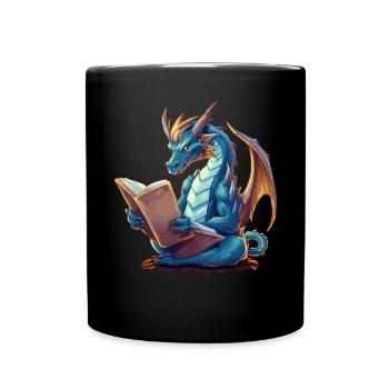 Dragons Und Bücher Nerd Dragon Liebhaber - Tasse einfarbig - Schwarz - Vorne