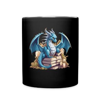 Dragons Und Bücher Nerd Dragon Liebhaber - Tasse einfarbig - Schwarz - Vorne