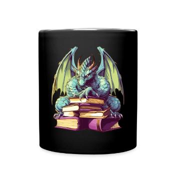 Dragons Und Bücher Nerd Dragon Liebhaber - Tasse einfarbig - Schwarz - Vorne