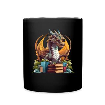 Dragons Und Bücher Nerd Dragon Liebhaber - Tasse einfarbig - Schwarz - Vorne