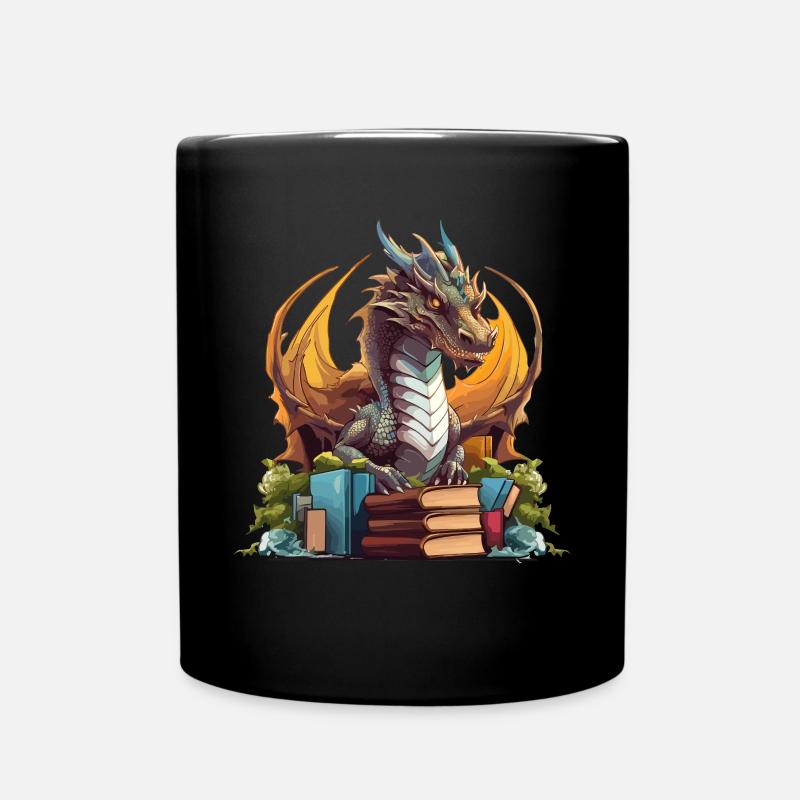 Dragons Und Bücher Nerd Dragon Liebhaber - Tasse einfarbig - Schwarz