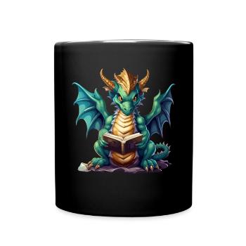 Dragons Und Bücher Nerd Dragon Liebhaber - Tasse einfarbig - Schwarz - Vorne