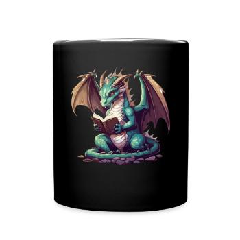 Dragons Und Bücher Nerd Dragon Liebhaber - Tasse einfarbig - Schwarz - Vorne