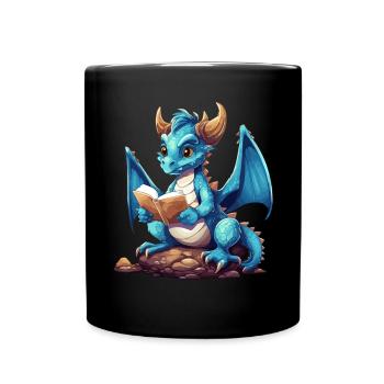 Dragons Und Bücher Nerd Dragon Liebhaber - Tasse einfarbig - Schwarz - Vorne