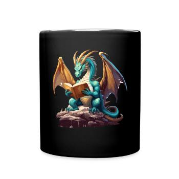 Dragons Und Bücher Nerd Dragon Liebhaber - Tasse einfarbig - Schwarz - Vorne
