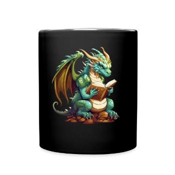 Dragons Und Bücher Nerd Dragon Liebhaber - Tasse einfarbig - Schwarz - Vorne