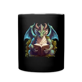 Dragons Und Bücher Nerd Dragon Liebhaber - Tasse einfarbig - Schwarz - Vorne