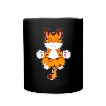 Tiger Yoga Fitness Meditation - Tasse einfarbig - Schwarz - Vorne