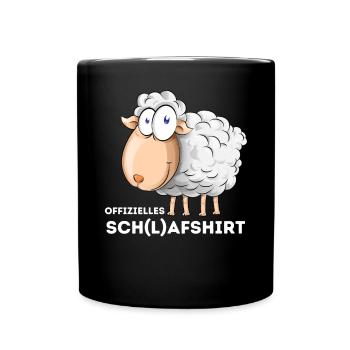 Offizielles Schlafshirt Schaf Schlafanzug Pyjama - Tasse einfarbig - Schwarz - Vorne