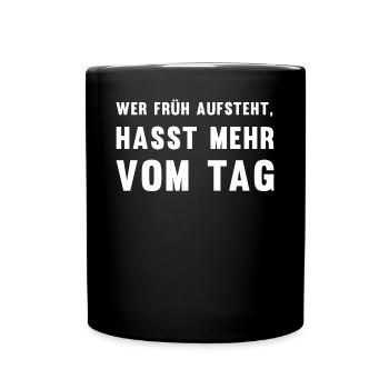 Anti-Morgenmensch Wecker-Snooze-Geschenk - Tasse einfarbig - Schwarz - Vorne