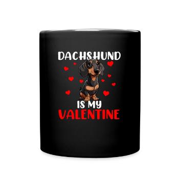 dachshund is my valentine, dog valentines - Tasse einfarbig - Schwarz - Vorne