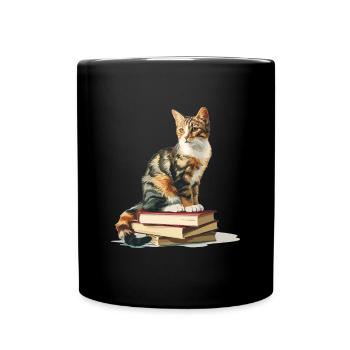 Cats and Books Reading Bookworm Funny & Cute - Tasse einfarbig - Schwarz - Vorne