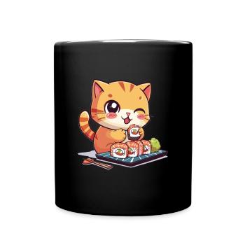 Chats et Sushi Japonais Nourriture Chaton Kawaii Anime - Mug uni - noir - Devant