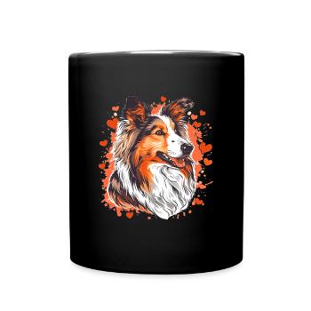 Shetland Sheepdog Sheltie Dog Breed Pet Cute - Full Colour Mug - black - Front