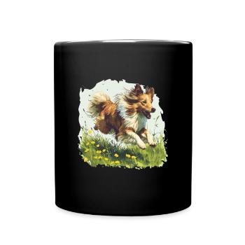 Shetland Sheepdog Sheltie Dog Breed Pet Cute - Full Colour Mug - black - Front