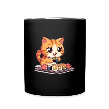 Chats et Sushi Japonais Nourriture Chaton Kawaii Anime - Mug uni - noir - Devant