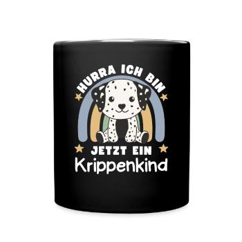 Hurra Ich Bin Jetzt Ein Krippenkind Dalmatiner - Tasse einfarbig - Schwarz - Vorne