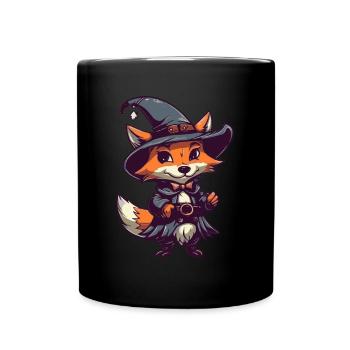 Fox Lover Spooky Fox Halloween Gift - Full Colour Mug - black - Front