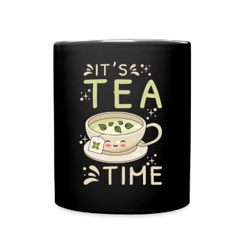Tea Time Niedlicher Teeliebhaber Kawaii-Tee - Tasse einfarbig - Schwarz - Vorne