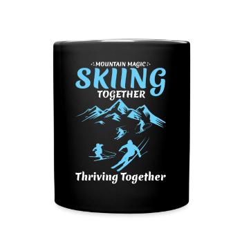 Mountain Magic Skiing Together Family Vacation Ski - Full Colour Mug - black - Front