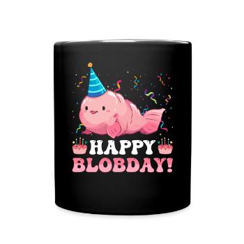 Lustiger Blobfisch Geburtstag Meerestier - Tasse einfarbig - Schwarz - Vorne