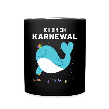 Ich bin ein Karnewal ein lustiger Karneval Wal - Tasse einfarbig - Schwarz - Vorne