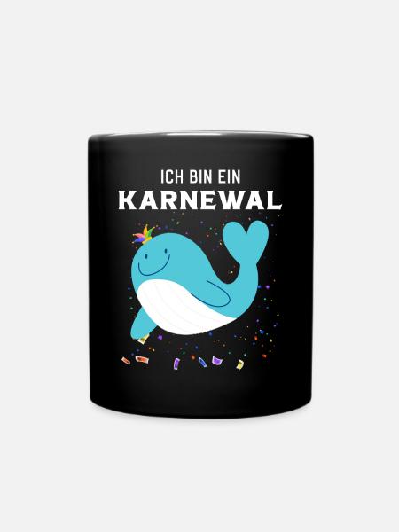 Ich bin ein Karnewal ein lustiger Karneval Wal - Tasse einfarbig - Schwarz