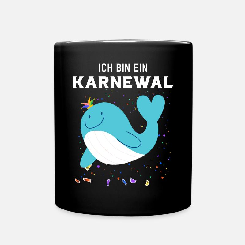 Ich bin ein Karnewal ein lustiger Karneval Wal - Tasse einfarbig - Schwarz