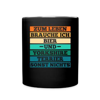 Hund Bier Yorkshire Terrier - Tasse einfarbig - Schwarz - Vorne