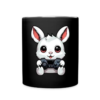 Mignon Lapin Joueur Drôle Lapin De Jeu - Mug uni - noir - Devant