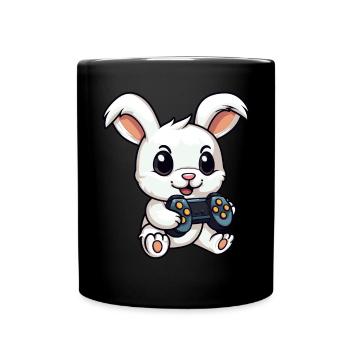 Mignon Lapin Joueur Drôle Lapin De Jeu - Mug uni - noir - Devant