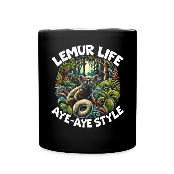 Aye Aye Gesicht Aye-aye Nachtaktives Lemurentier - Tasse einfarbig - Schwarz - Vorne