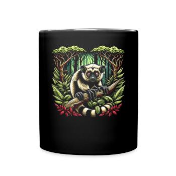 Aye Aye Gesicht Aye-aye Nachtaktives Lemurentier - Tasse einfarbig - Schwarz - Vorne