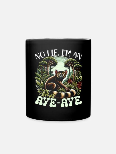 Aye Aye Face Aye-aye Animal lémurien nocturne - Mug uni - noir