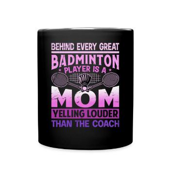 BADMINTON Maman Voix - Federball Mama - Mug uni - noir - Devant