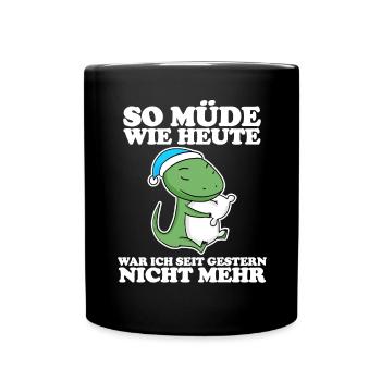 Ausschlafen Müde Spruch lustig Schlafen - Echse - Tasse einfarbig - Schwarz - Vorne