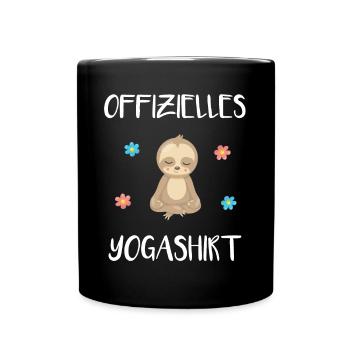 Faultier Yoga Zen Entspannung Shirt - Tasse einfarbig - Schwarz - Vorne