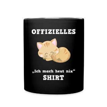 Katze Ruhetag Faulenzen Relax Shirt - Tasse einfarbig - Schwarz - Vorne