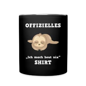Faultier Auszeit Nichtstun Relax Geschenk - Tasse einfarbig - Schwarz - Vorne