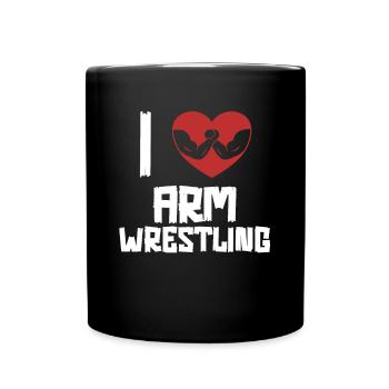 J’aime le bras de fer exercice de lutte à mains nues bras - Mug uni - noir - Devant