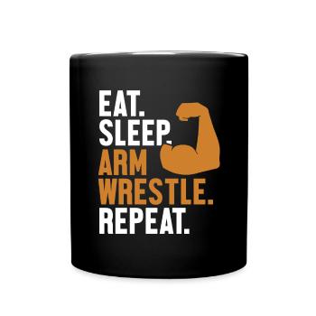 Manger Dormir Bras Lutter Répéter Exercice Entraîneur Bras - Mug uni - noir - Devant