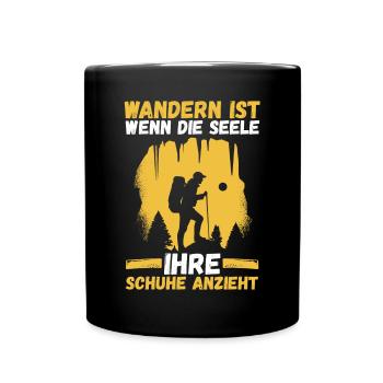 Wanderer Bergwandern Bergklettern Wandern - Tasse einfarbig - Schwarz - Vorne