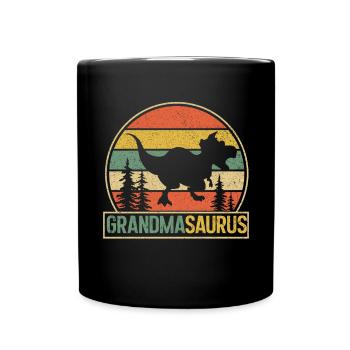 Omasaurus T Rex Dinosaurier Oma Saurus - Tasse einfarbig - Schwarz - Vorne