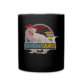 Omasaurus T Rex Dinosaurier Oma Saurus - Tasse einfarbig - Schwarz - Vorne