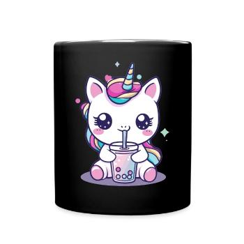 Kawaii Unicorn eating Ramen Noodle Soup Cute - Tasse einfarbig - Schwarz - Vorne