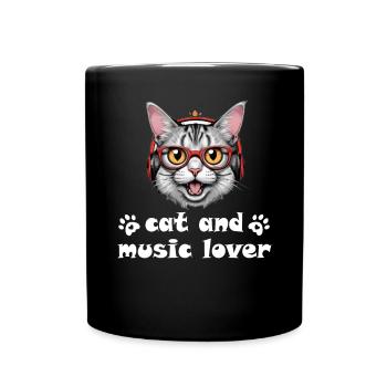 Katzen-Musik Design - Tasse einfarbig - Schwarz - Vorne
