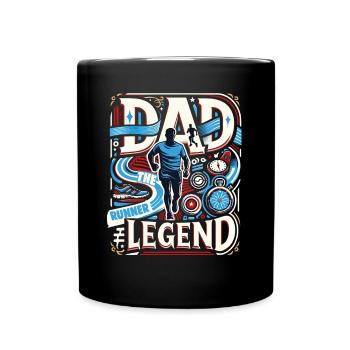 Vatertag DAD the Runner Legend Papa - Tasse einfarbig - Schwarz - Vorne
