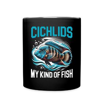 Buntbarsch-Fischliebhaber Süßwasser-Aquaristik - Tasse einfarbig - Schwarz - Vorne